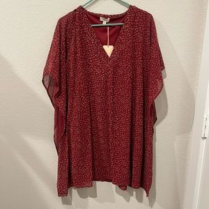 NWT Entro Maroon Lepoard Print Dress (Size Large)